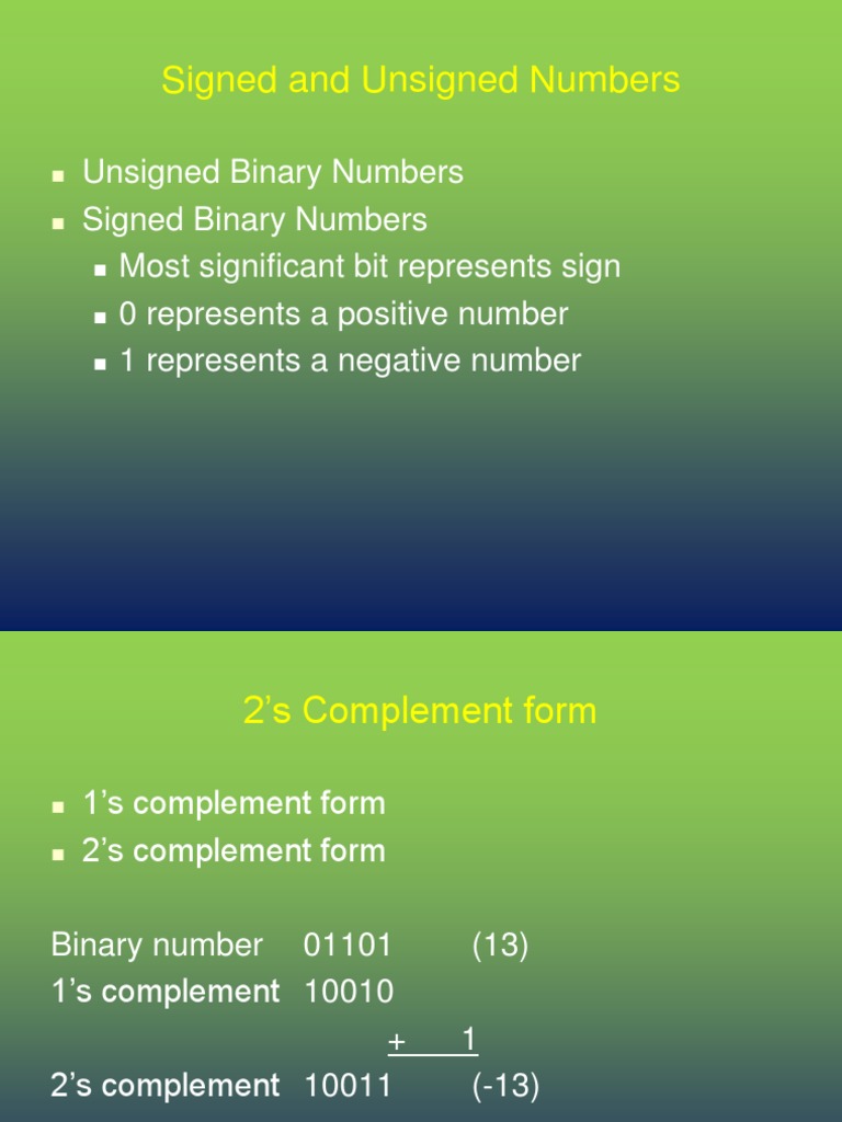 Signed and Unsigned Numbers | PDF | Binary Coded Decimal | Numbers