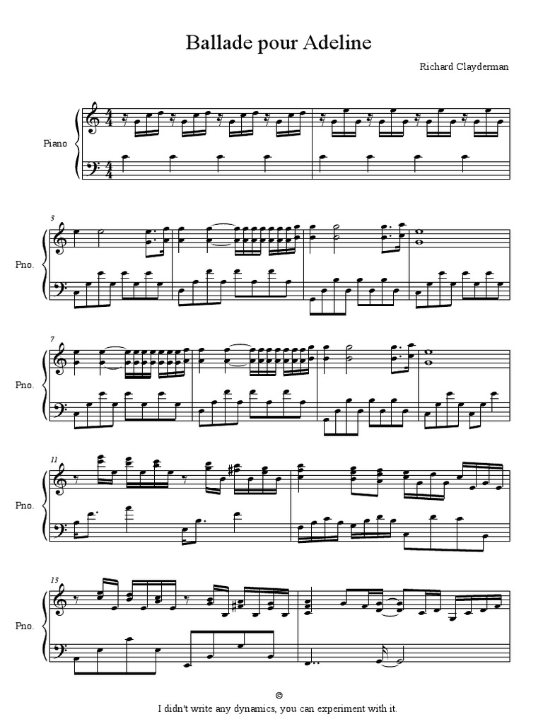 Richard Clayderman Ballade Pour Adeline Pdf