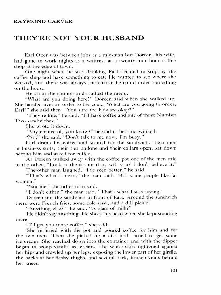 Raymond Carver They Re Not Your Husband Pdf Free