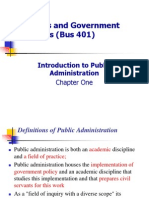 Business and Government Relations (Bus 401) : Introduction To Public Administration