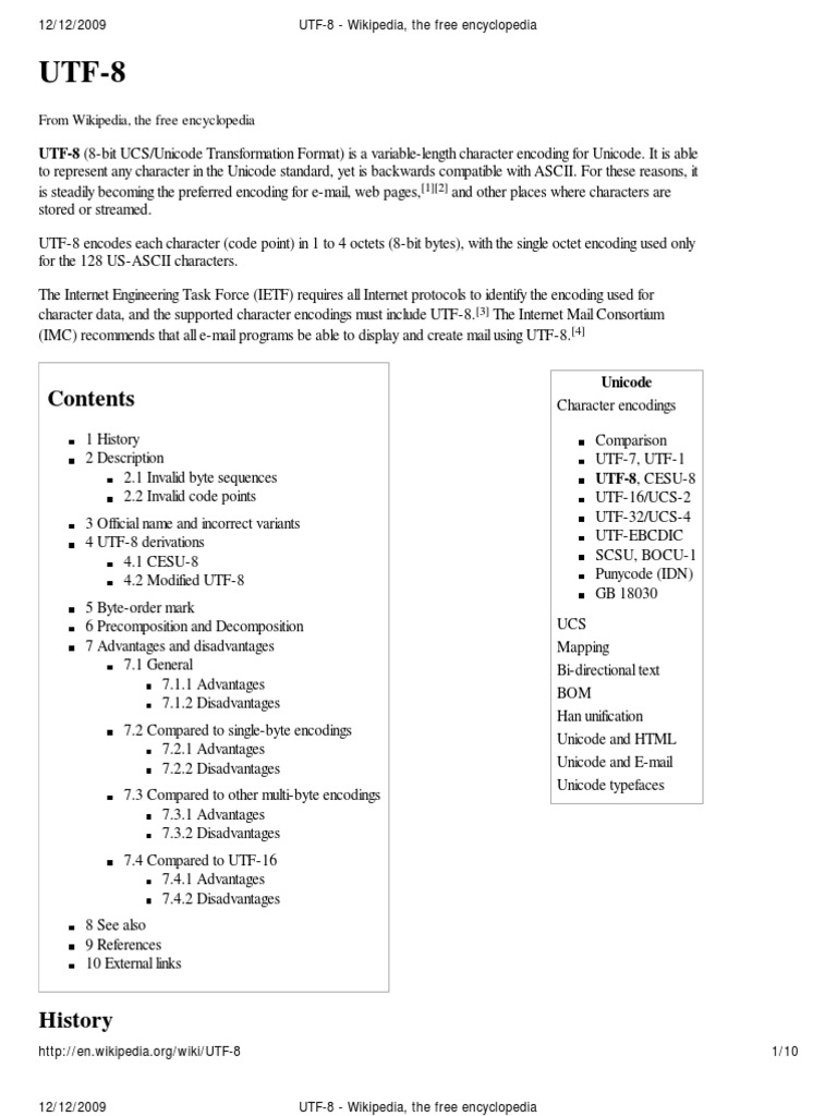 Utf-8 - Wikipedia, The Free Encyclopedia | PDF | Character Encoding ...