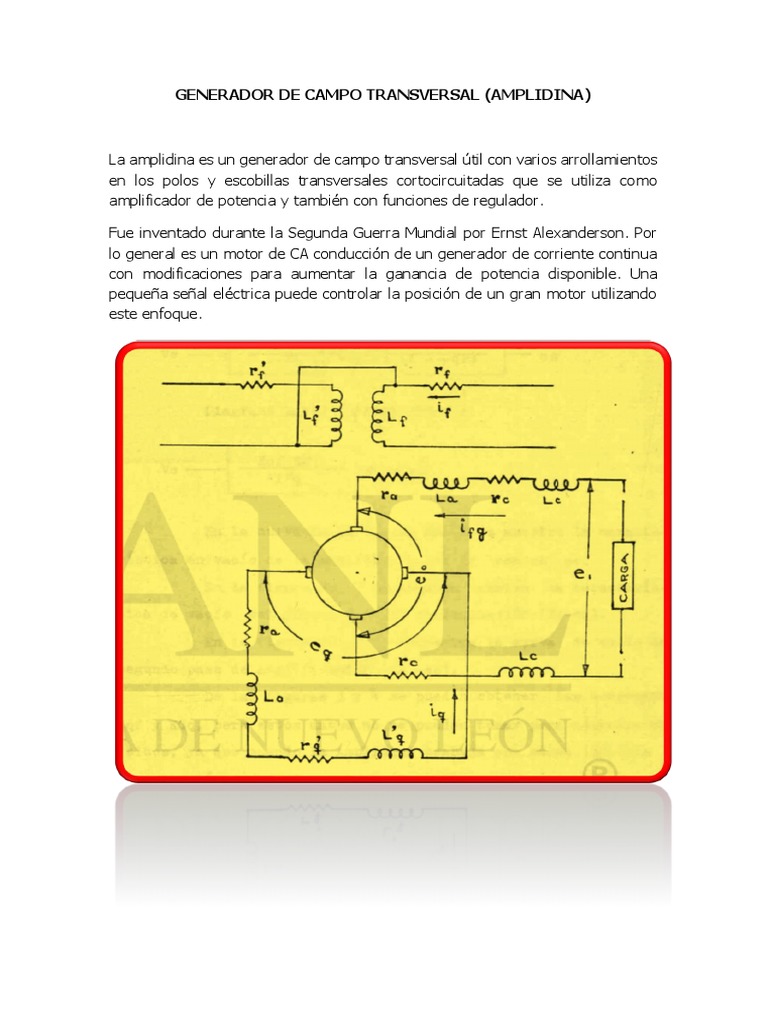 Generador de Campo Transversal PDF | PDF | Generador eléctrico | Energia  electrica