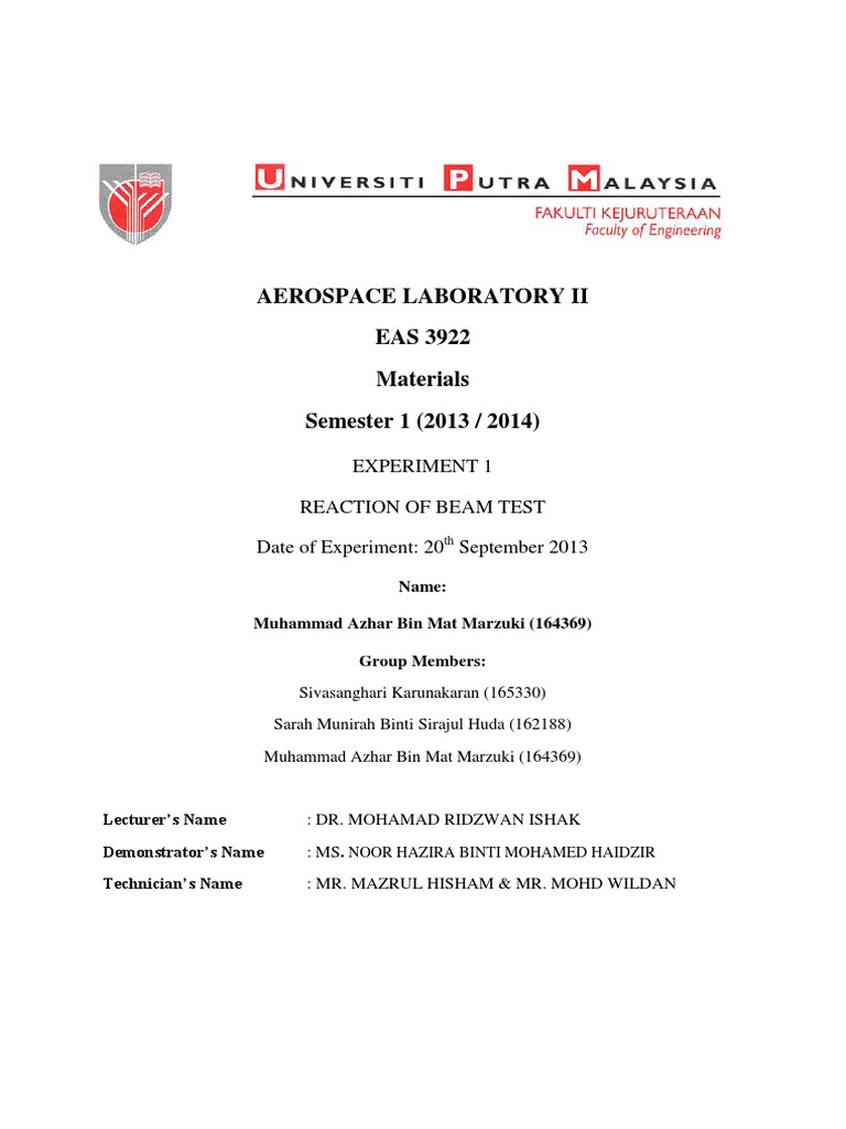 Lab report of reaction on beam image