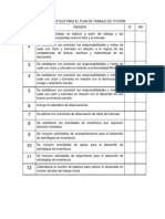 Lista de Cotejo para El Plan de Trabajo de Tutoría