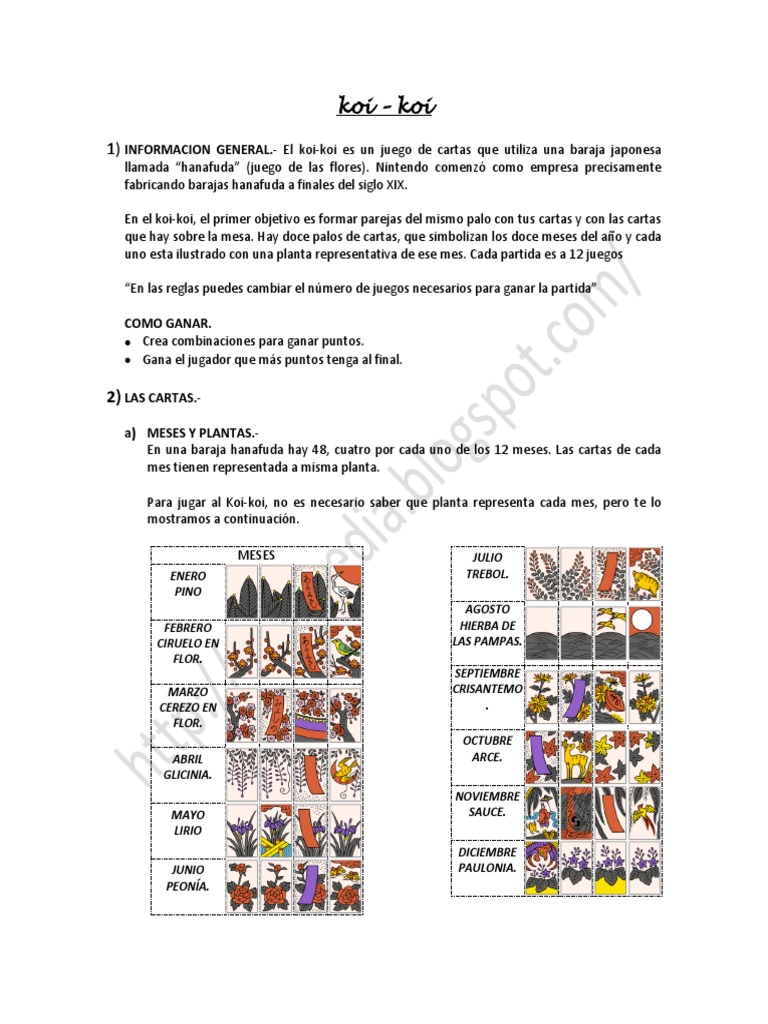 Hanafuda Koi-Koi Reglas | PDF | Jugando a las cartas | Juego de azar