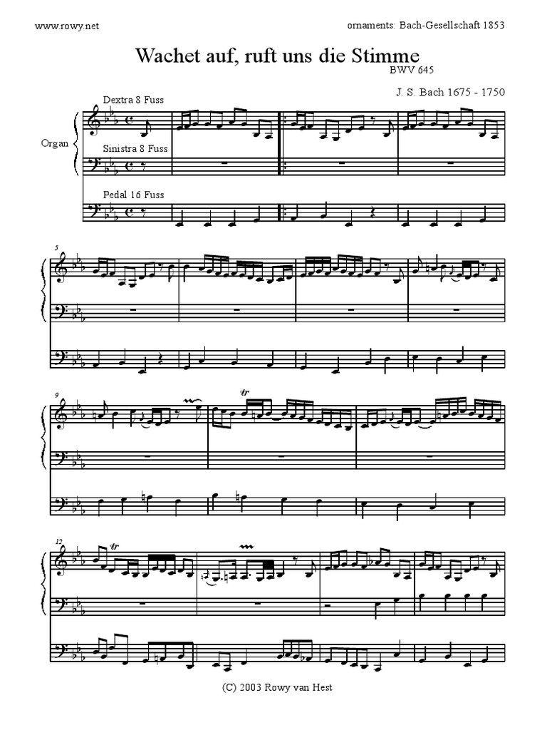 Bach Wachet Auf Bwv 645 Musique Classique Jean Sebastien Bach