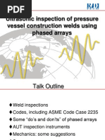 UT of Pressure Vessel Construction Welds