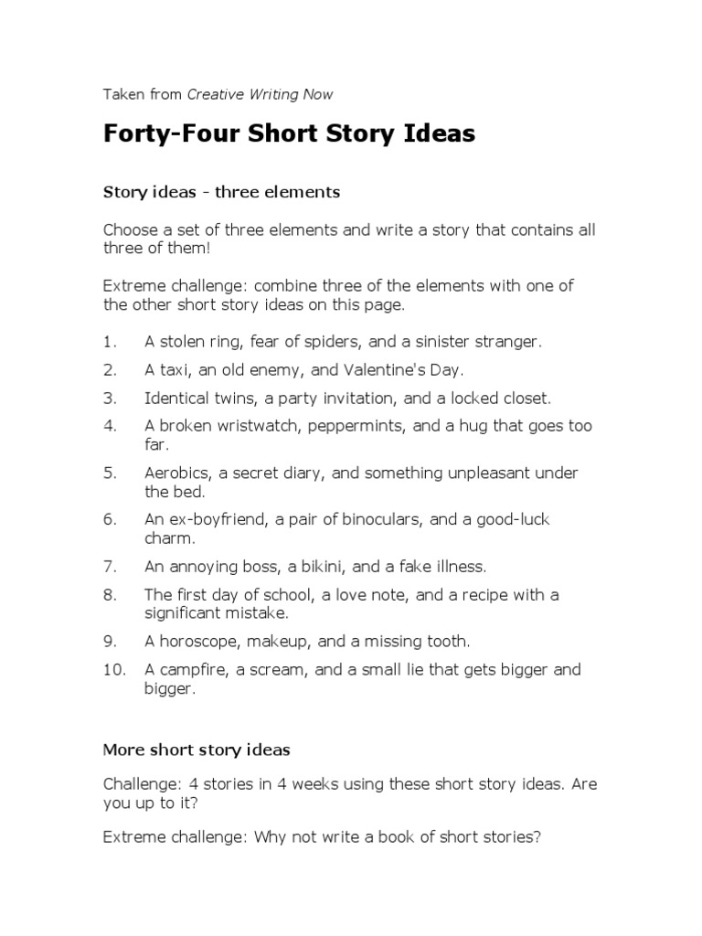 Forty Four Short Story Ideas PDF Audition