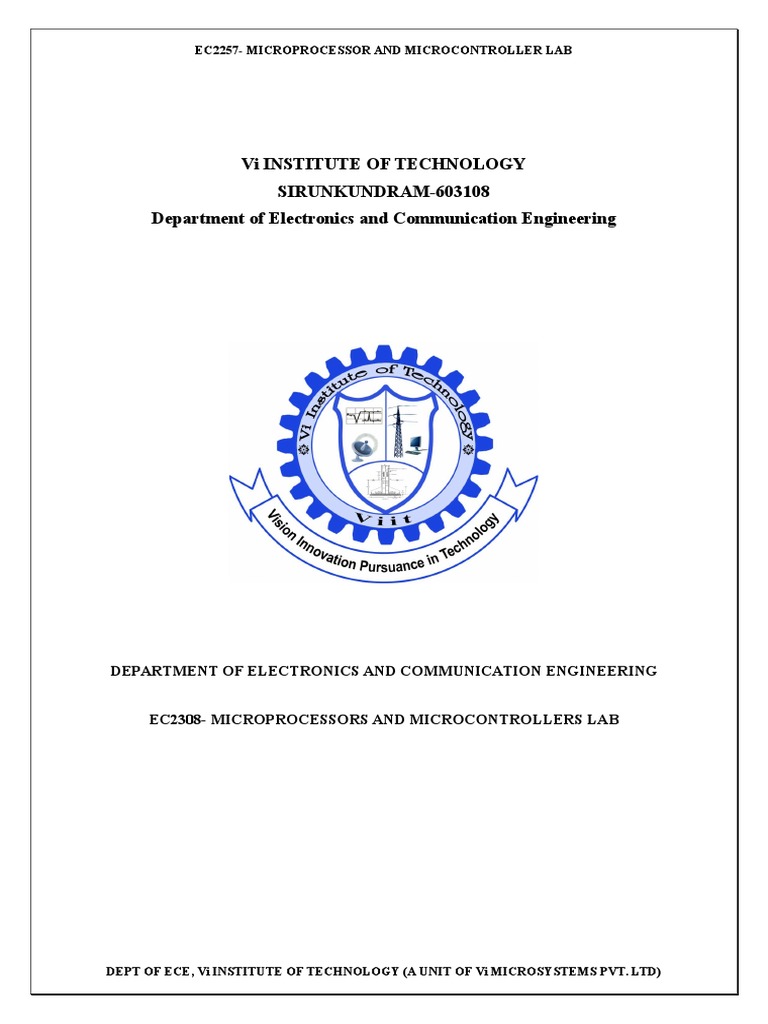 Microprocessor Ece Lab Manual PDF Instruction Set Digital Signal