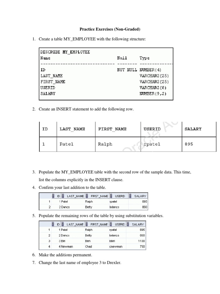 SQL Practice Exercises for Employee Management | PDF | Finance & Money ...
