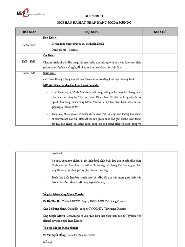 MC Script - Moda - Final | PDF