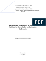 III Seminário Internacional de Teoria Das Instituições: Capacidades Institucionais e Deliberação