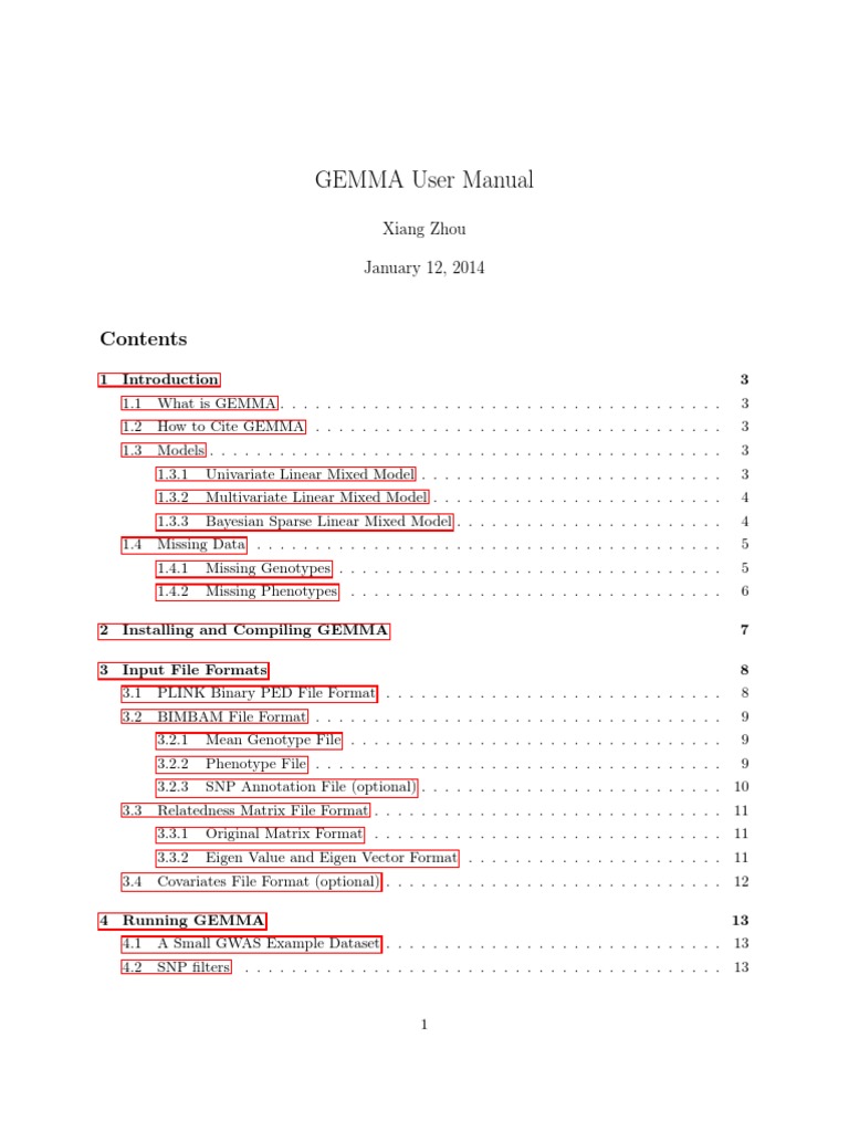 GEMMA User Manual Overview | PDF | Single Nucleotide Polymorphism ...