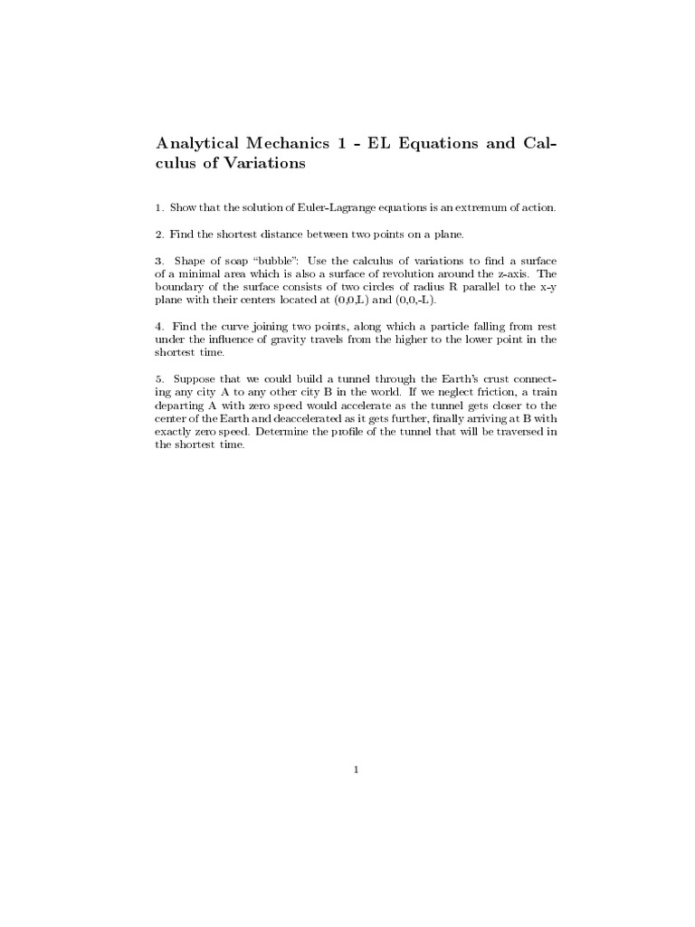 Euler-Lagrange and Variational Calculus | PDF