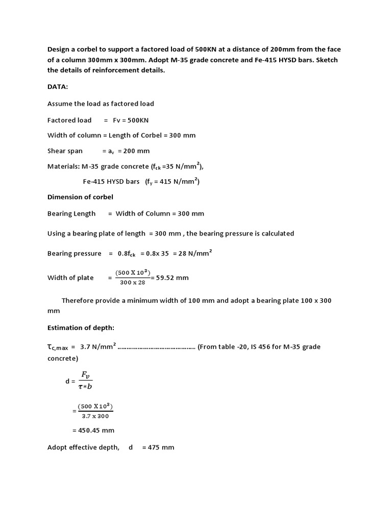 Design of Corbel | PDF | Strength Of Materials | Concrete