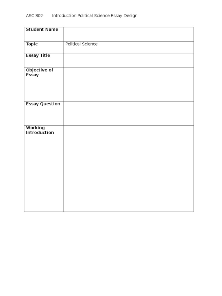 Student Name: ASC 302 Introduction Political Science Essay Design | PDF