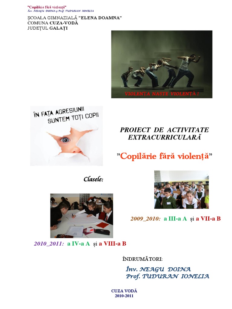Copilarie Fara Violenta Proiect Tuduran 2010 2011 | PDF
