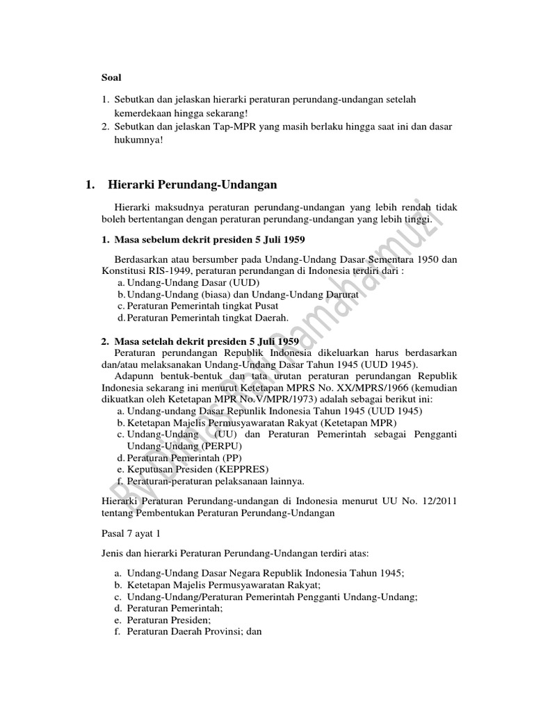 Hierarki Peraturan Perundang Undangan Pdf