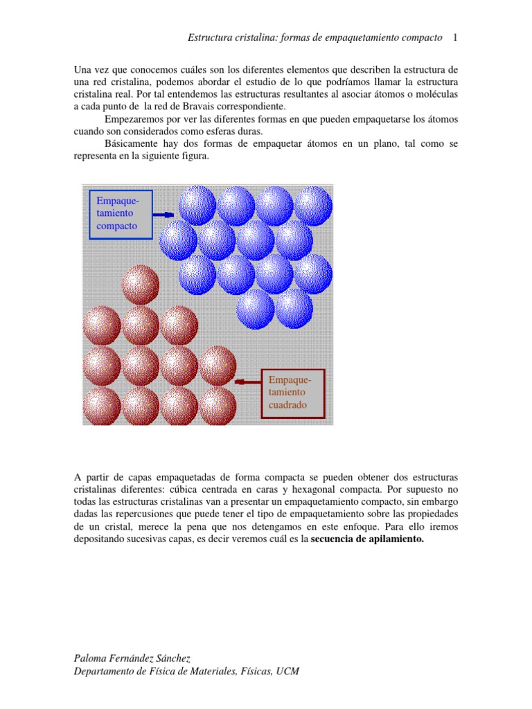 Empaquetamiento Compacto de Esferas 2 PDF Estructura cristalina