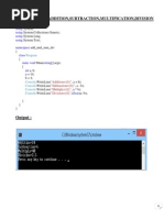 1-Program To Addition, Subtraction, Multipication, Division: Output