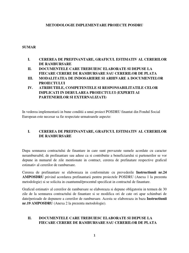 Metodologie Implementare Proiecte Posdru | PDF