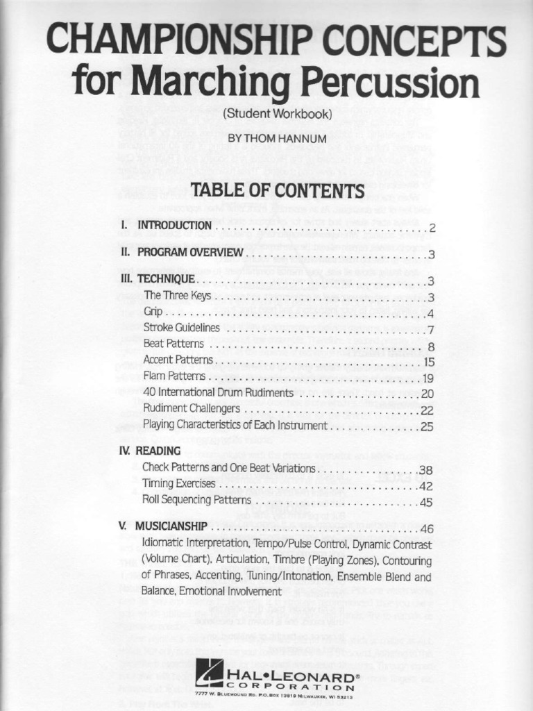 Championship Concepts For Marching Percussion PDF