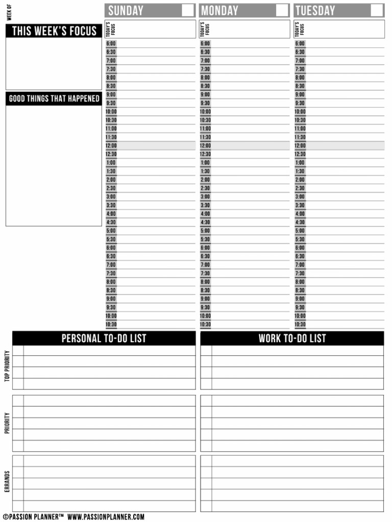 Passion Planner Classic Sunday | PDF