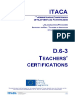 Itaca project - Report on Teachers' Certifications
