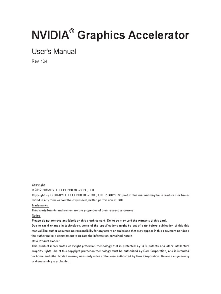 Nvidia Graphics Accelerator: User's Manual | PDF | Computer Monitor ...