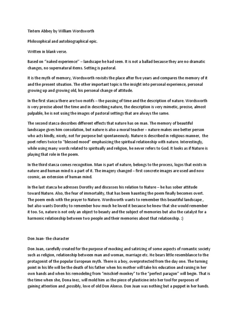 Tintern Abbey By William Wordsworth Pdf William Wordsworth Poetry