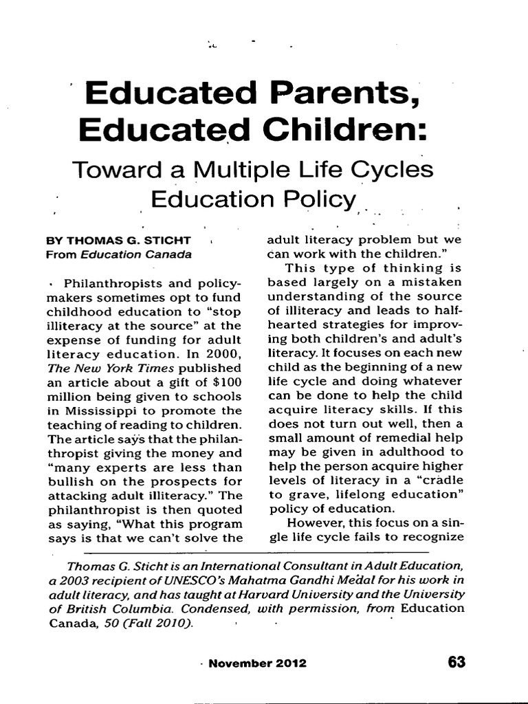 Educated Parents Article 1 PDF Intelligence Quotient Early