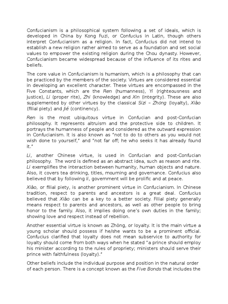 Understanding Confucianism's Core Values | PDF | Confucianism | Confucius
