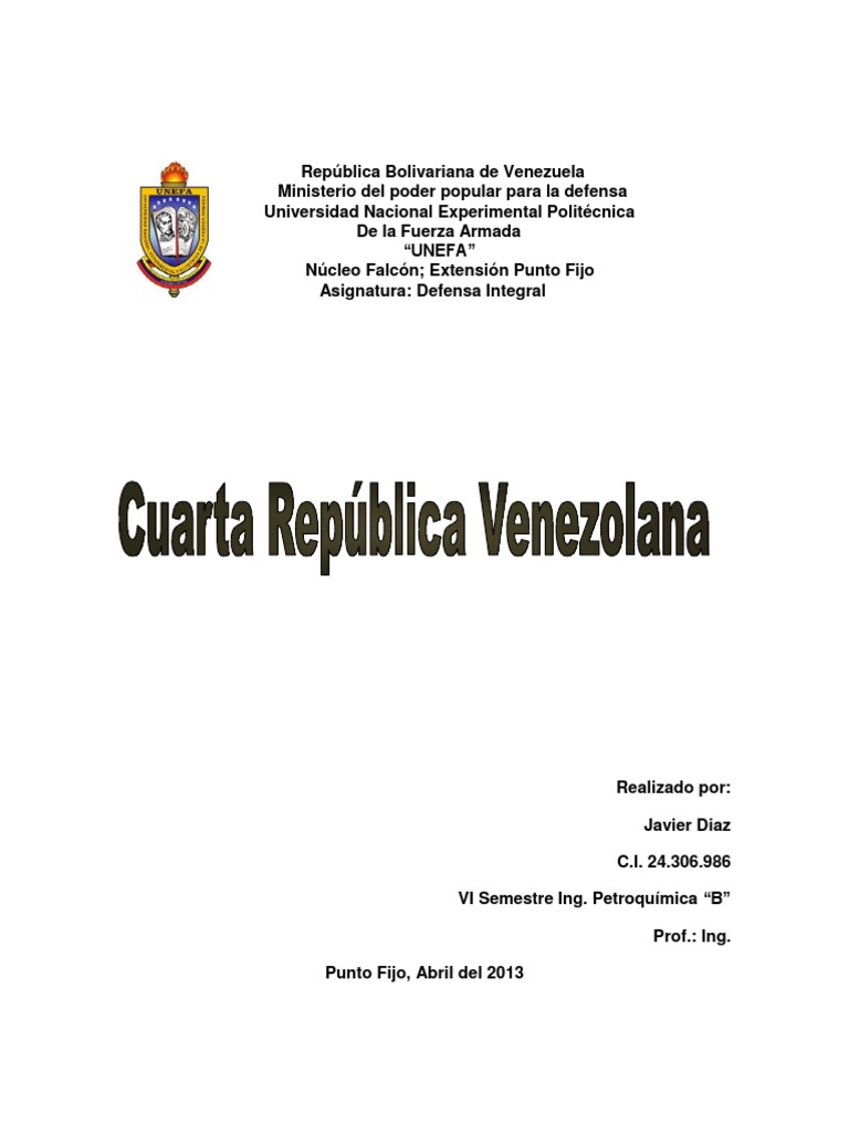 Cuarta Republica de Venezuela | PDF | Venezuela | República