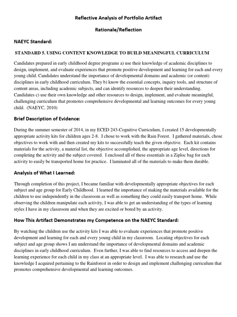 Early Childhood Curriculum Reflection | PDF | Early Childhood Education ...