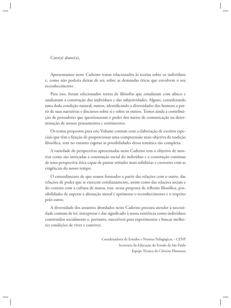 Caderno Do Aluno Filosofia 1 Ano Volume 2