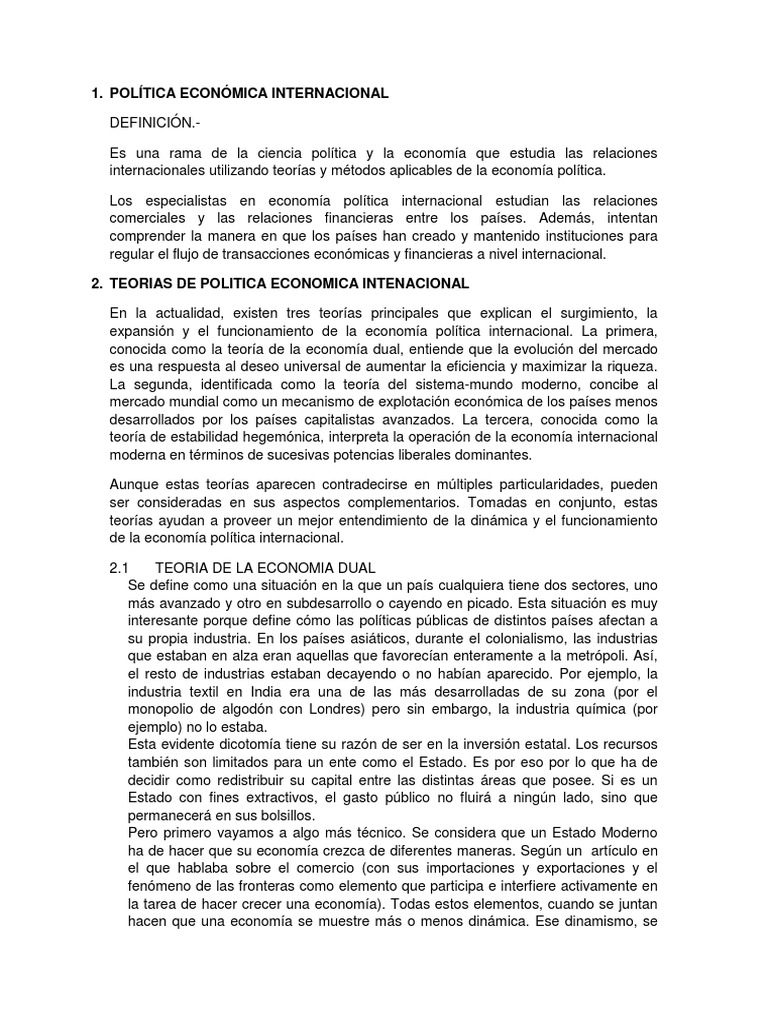Teorías de la Economía Política Internacional | PDF | Mercantilismo ...