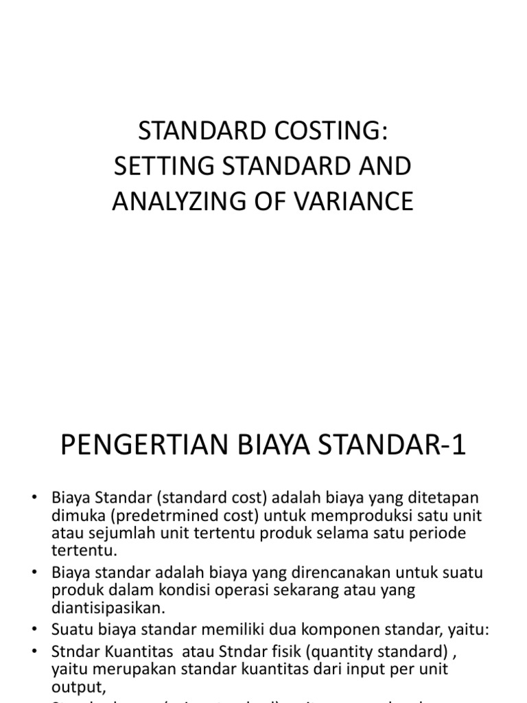 Definisi dan Analisis Biaya Standar | PDF