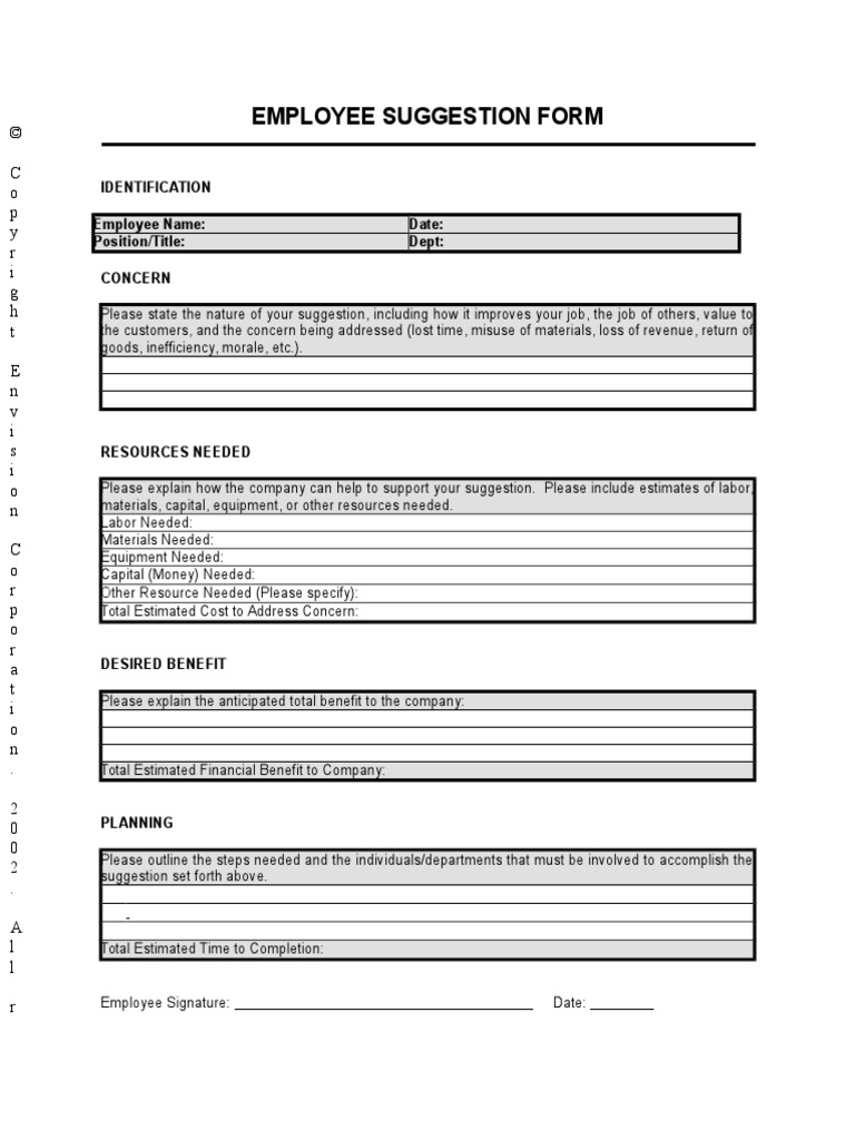 Employee Suggestion Form | PDF
