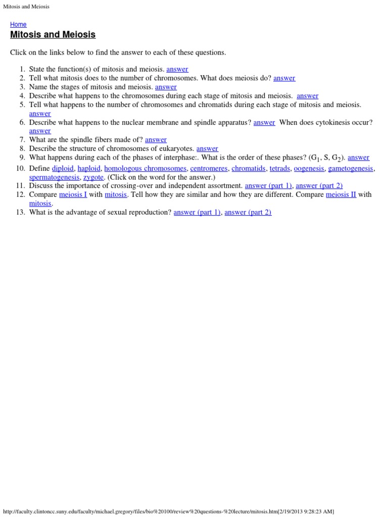 Mitosis and Meiosis Study Guide | PDF | Meiosis | Mitosis
