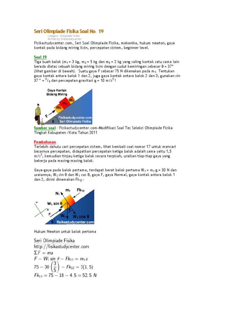 Contoh Soal Olimpiade Fisika Sma Dan Pembahasan – Berbagai Contoh