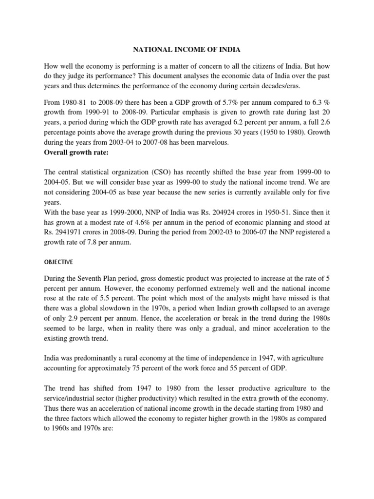India’s National Income Growth Analysis | PDF | Economic Growth ...
