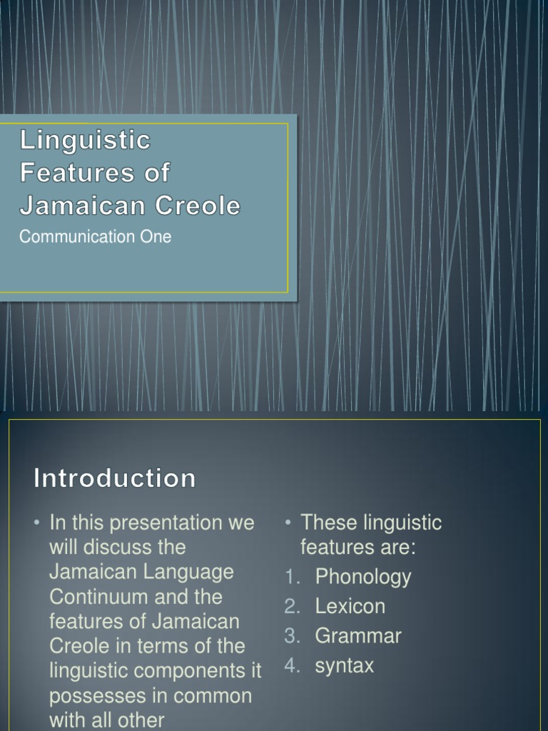 Linguistic Features of Jamaican Creole | PDF | English Language | Verb