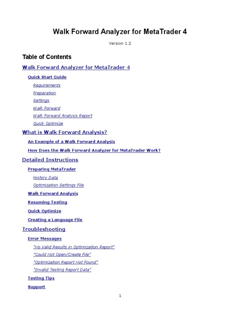 Walk Forward Analysis for MT4 Users | PDF | Program Optimization ...