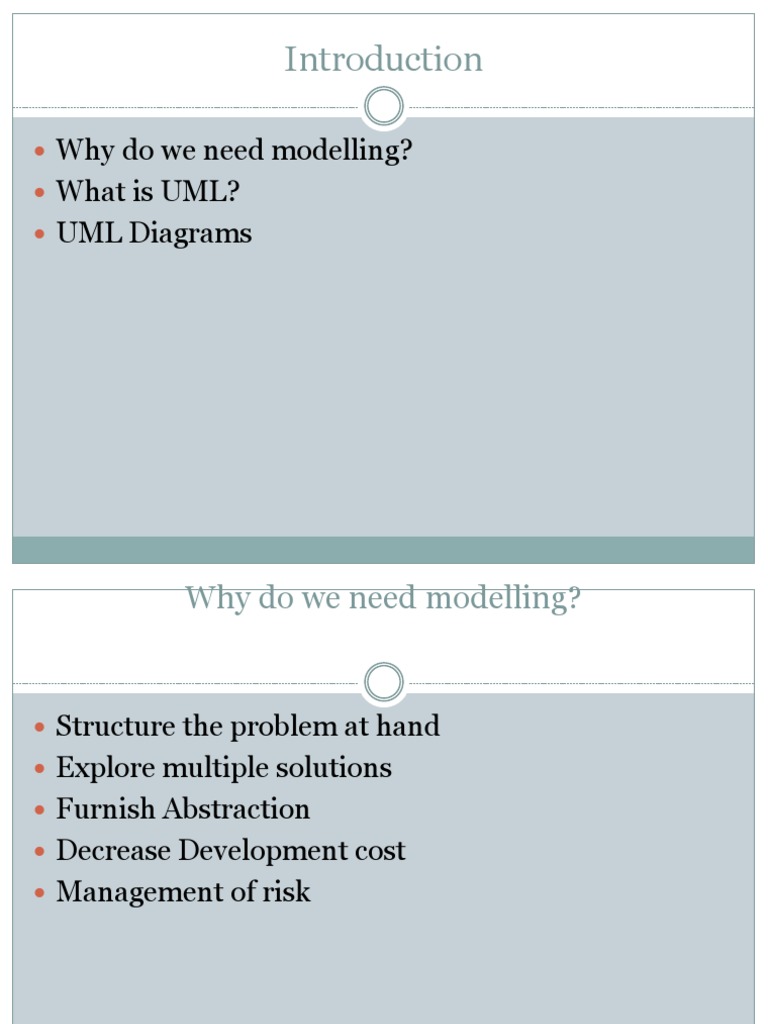 An Introduction to UML Modeling Exploring the Need for Modeling