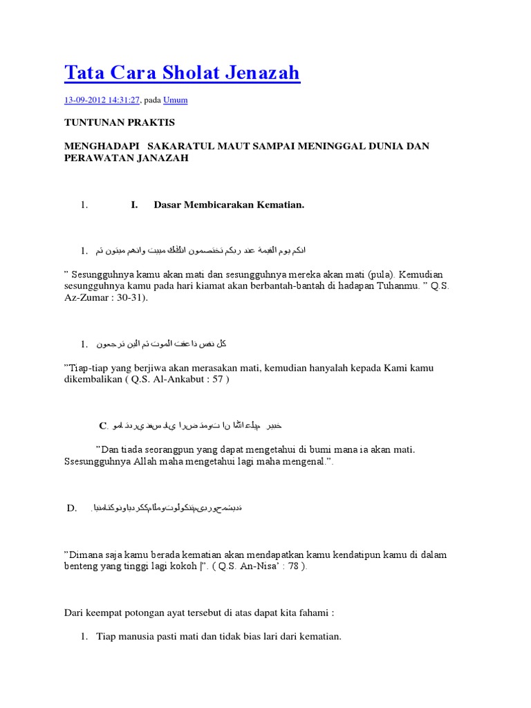 Bacaan Sholat Jenazah Takbir Ke 3 Untuk Perempuan