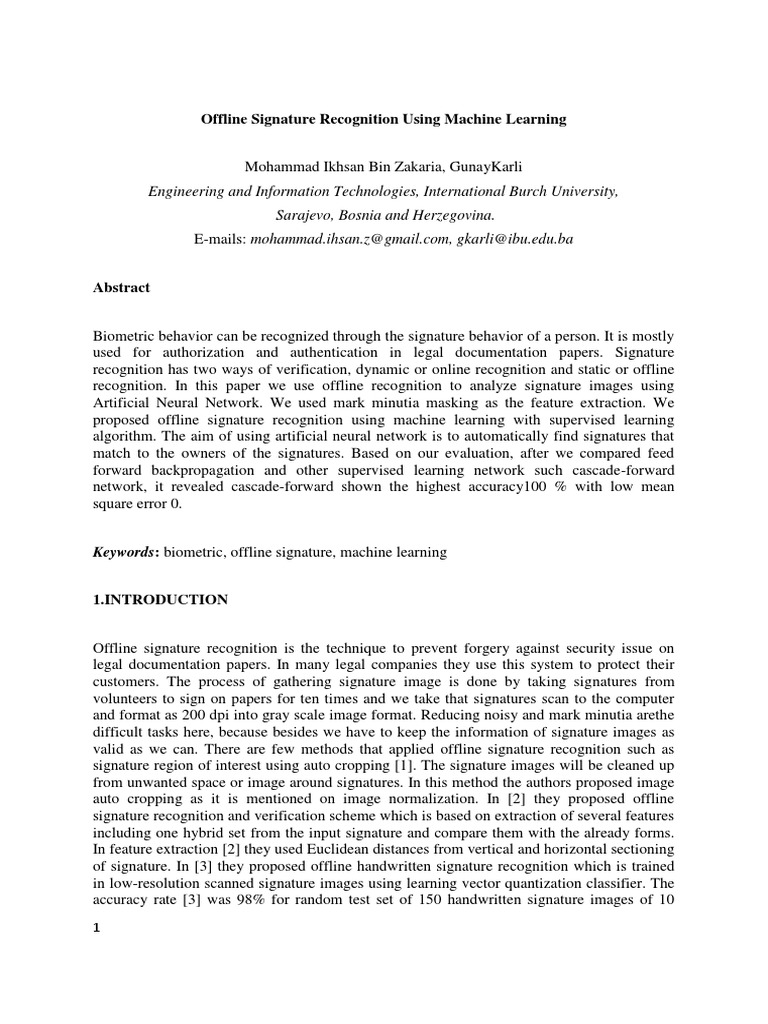 signature recognition using machine learning