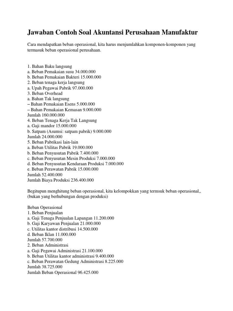 49++ Contoh soal tes akuntansi manufaktur dan jawabannya information