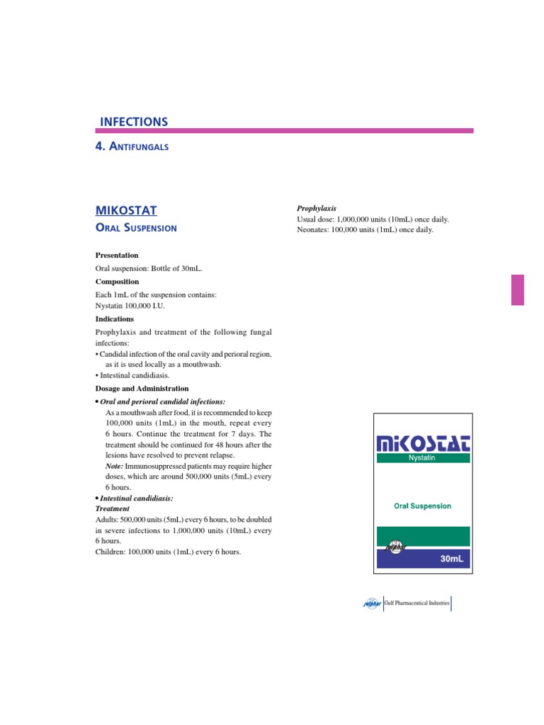 Mikostat Oral Suspension Dosage Guide | PDF | Wellness | Science ...