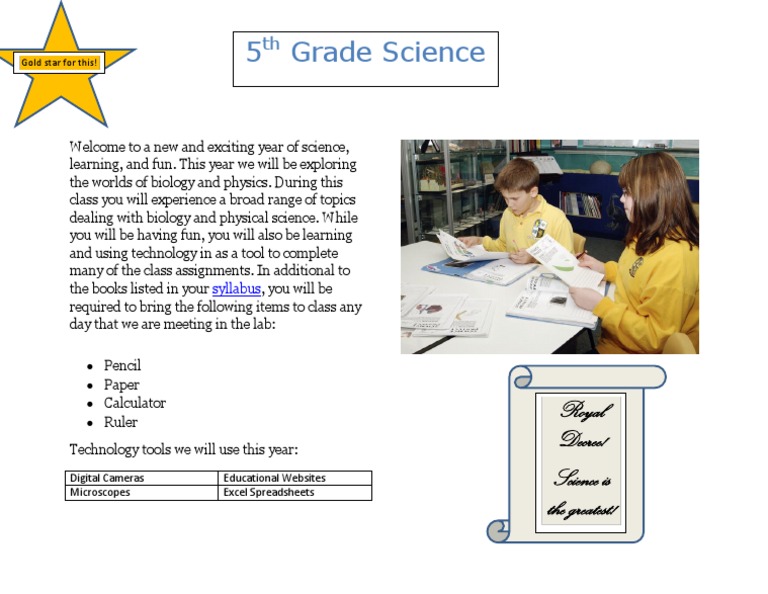 5th Grade Science Class Overview | PDF