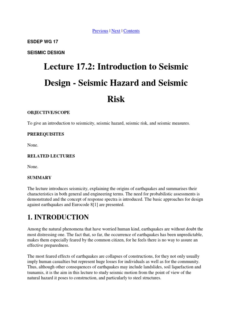 Introduction To Seismic Design Pdf Earthquakes Spectral Density